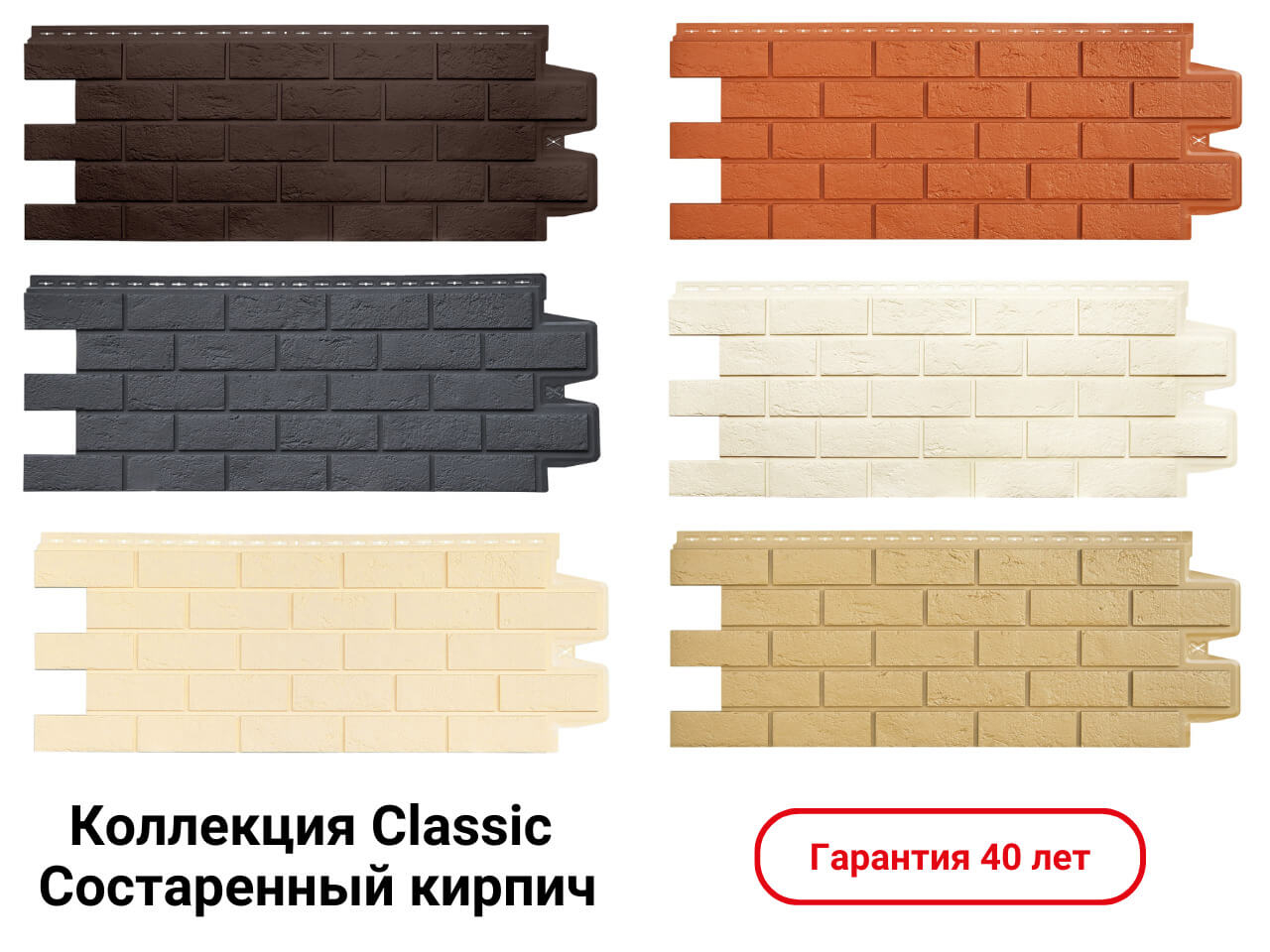 Фасадные панели Grand Line Classic Состаренный кирпич